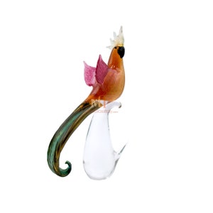 Murano Bird - Glass Cockatoo - Murano Glass Bird - Glass Animal Figurines - Murano Animal - Handmade Gift - Handmade Glass - Made in Italy