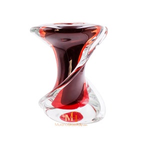 Red Glass Vase - Crystal Vase - Handmade Unique Gift - Certified Murano Glass - Stunning Centerpiece Made In Italy