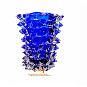 Murano Blue Vase - Art Glass Vase - Handmade Gift For Women - Blown Glass Art - Italian Decorative Object - Made in Italy