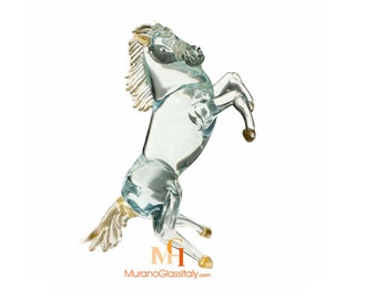 ムラーノガラスの馬の彫刻：金箔のイタリア製アートガラス - Etsy 日本