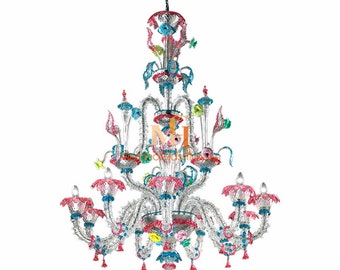 Colorful Chandelier - Made in Venice, Italy - Murano Chandelier - Luxury Chandelier - Wired For Your Country