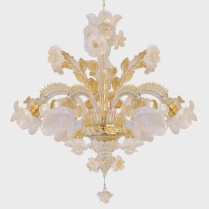 Floral Glass Chandelier - Handmade Chandelier - Italian Luxury Light - Wired For Your Country - Hand Blown Lighting Made in Venice