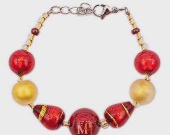 Pulsera de cristal de Murano con oro de 24 quilates - Joyería de cristal de Murano - Pulsera de diseño italiano - Joyería de cristal - Hecha a mano en Italia
