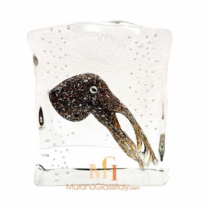 Octopus Glass Sculpture - Murano Glass Aquarium - Marine Life Sculpture - Art Glass Centerpiece from Italy