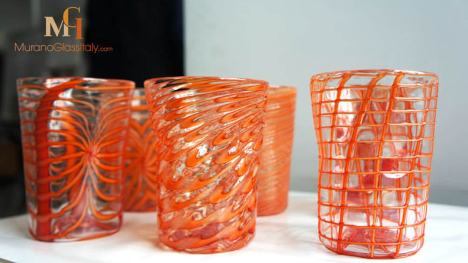 Murano Glass Drinking Glasses Set of 6 Glasses - Original Murano ...