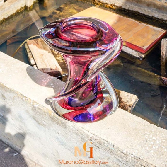 Purple Glass Vase - Crystal Vase - Handmade Unique Gift