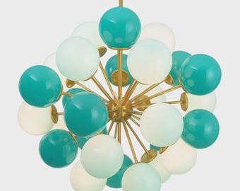 Glass Orb Chandelier - Italian Chandelier Light - Wired For Your Country - Hand Blown Lighting Made in Venice