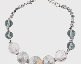 Pulsera de cuentas de cristal de Murano - Joyería de cristal de Murano - Pulsera de diseñador italiano - Joyería de cristal - Hecha a mano en Italia