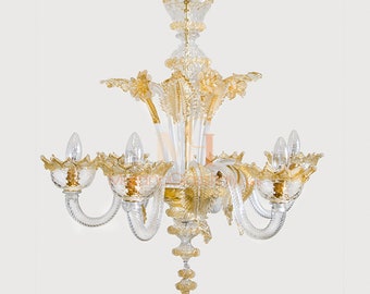 24 Karat Gold Murano Glass Chandelier – Venetian Style
