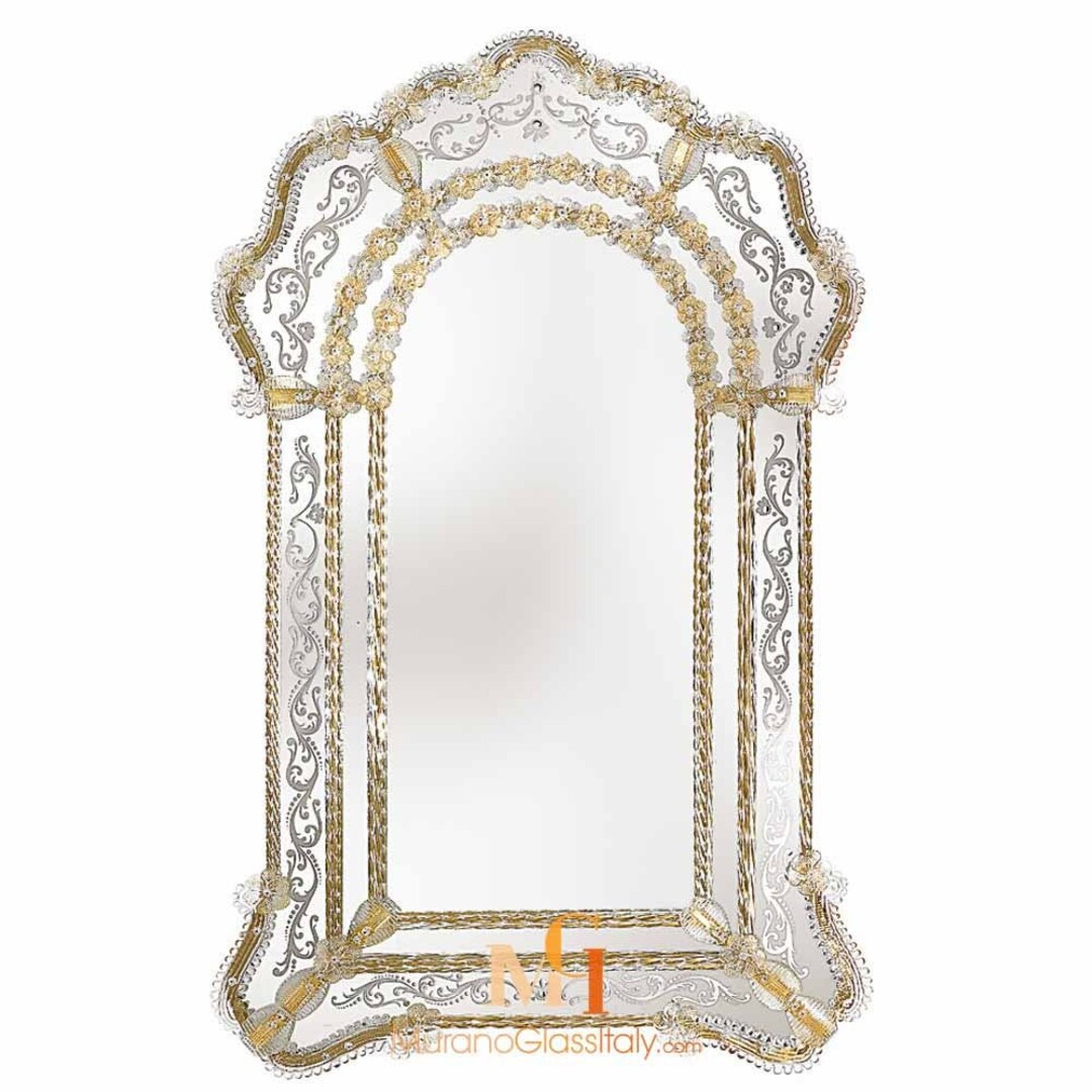 Gold Mirror With 24 Karat Gold Details Italian Designer