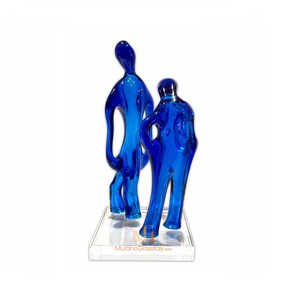 Glass Figurines - Murano Figurine - Blown Glass - Lovers Sculpture - Murano Sculpture - Blue Glass Art - Indoor Sculpture - Made in Italy