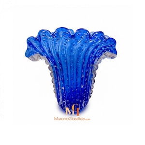 Modern Blue Vase - Murano Vase - Elegant Masterpiece - Murano Glass Art - 100% Handmade in Italy