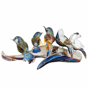 Glass Birds Sculpture - Original Murano Glass Animals - Hand Blown Colorful Glass Animals - Perfect Glass Gift - Handmade in Venice, Italy
