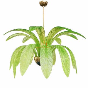 Palm Crystal Chandelier - Italian Chandelier Light - Wired For Your Country - Hand Blown Lighting Made in Venice