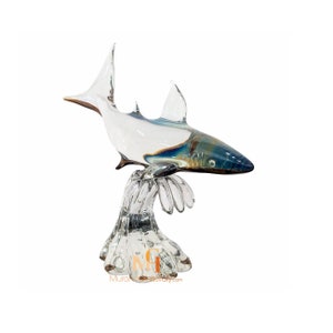 Shark Glass Sculpture - Sea Life Figure - Murano Glass Sea Animal - Handmade Shark Sculpture - Birthday Gift - Hand Blown in Murano, Italy