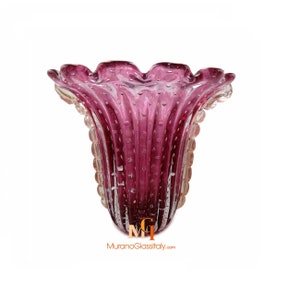 Rosa Moderne Glasvase - Murano Vase - Elegantes Herzstück - Murano Glaskunst - 100% Handgemacht in Italien