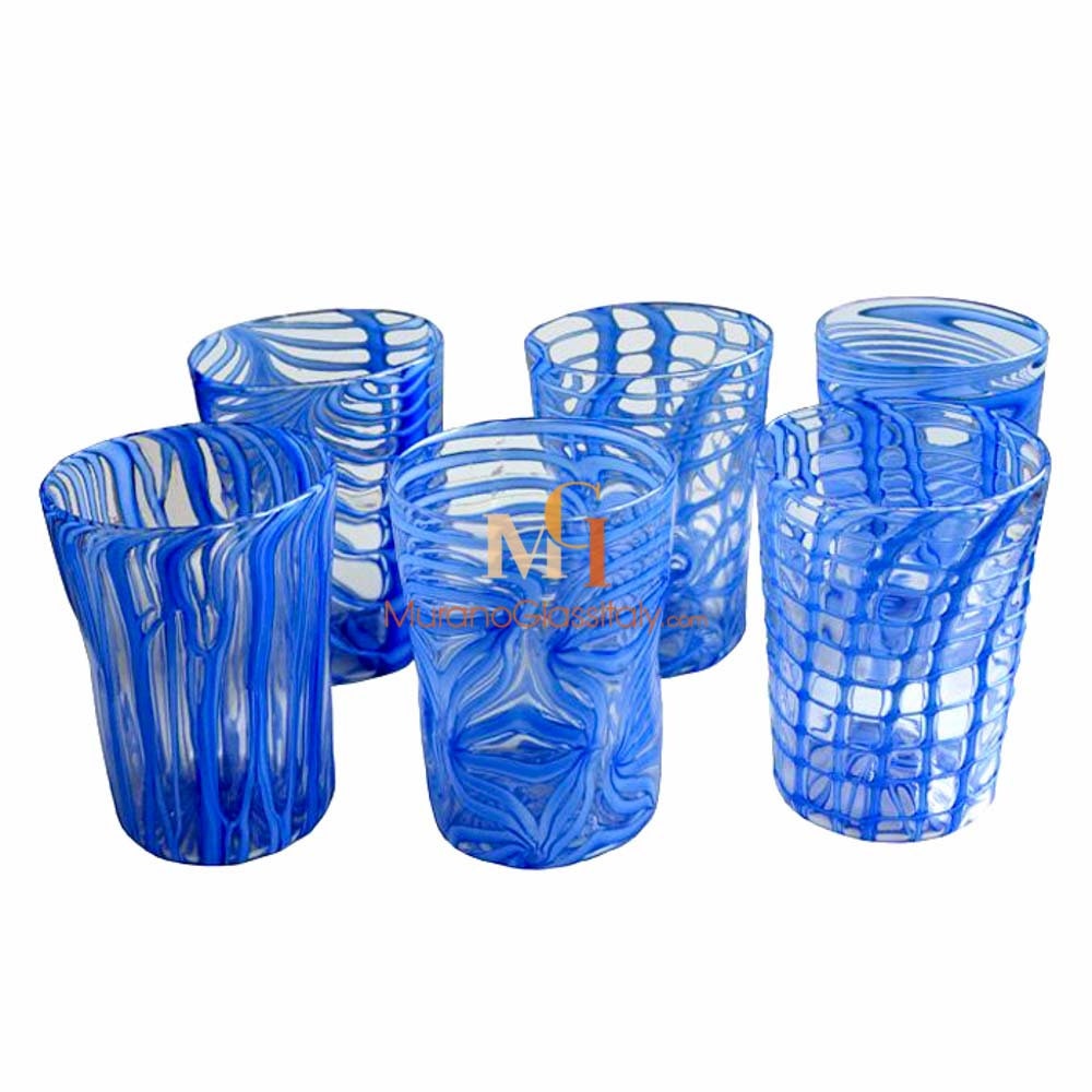 Murano Glass Drinking Glasses Set of 6 Glasses - Original Murano ...