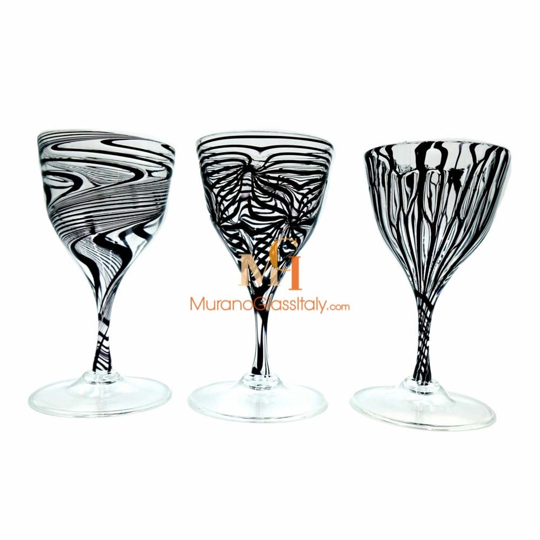 Black Drinking Glasses Unique Wedding Gift Luxury Italian Glassware