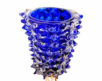 ムラーノブルーの花瓶 - アートガラスの花瓶 - 女性への手作りギフト