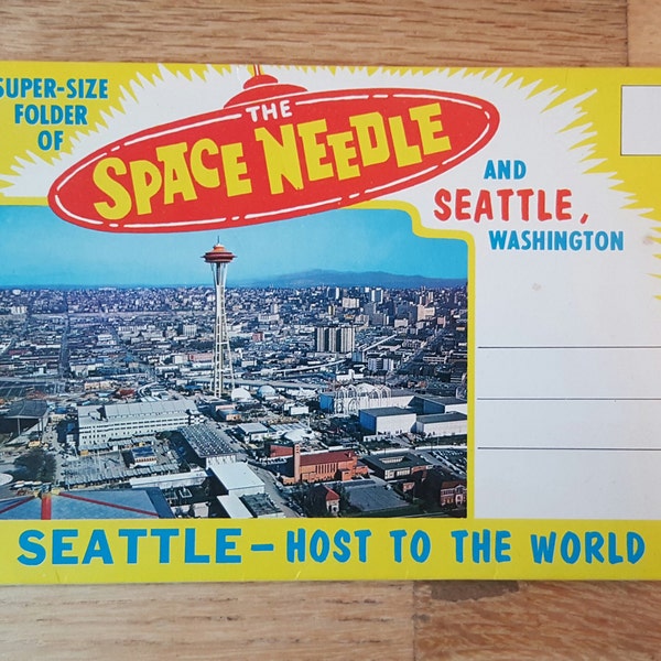 Las postal despegable de la Space Needle de justo la del mundo de Seattle