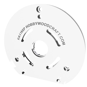 May include: White plastic template with a circular hole in the center and three smaller holes around the edge. The template is labeled "RA1166P HOBBYWOODCRAFT.COM".