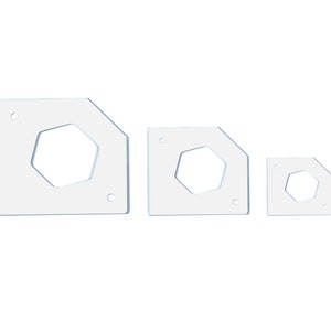 Precision Machined Set of 1/1.5/2&quot; Honeycomb Acrylic Template for Routing Handles in Cutting Boards