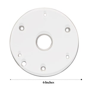 Pode incluir: Modelo de roteador de pl&aacute;stico branco com cinco furos e um di&acirc;metro de 15,24 cm.