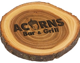 Molon Labe Drink Coaster Set ~ Rustic Wood Log Coasters ~ Personalized Wood Slice Coaster ~ Farmhouse Decor ~ Country Home Tree Log Coasters