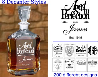 Personalized Whiskey Decanter - Engraved, Etched Glassware, Wedding, Anniversary, Housewarming, Groomsman Gift, Birthday, Father's Day