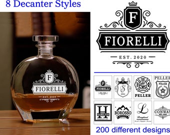 Personalized Whiskey Decanter - Engraved, Etched Glassware, Wedding, Anniversary, Housewarming, Groomsman Gift, Birthday, Father's Day