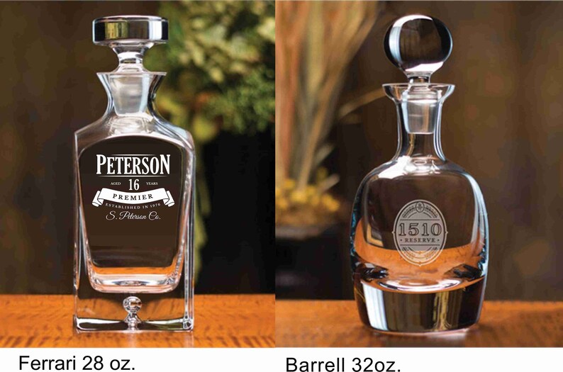 Personalized Whiskey Decanter Engraved Decanter, Etched Glassware, Wedding Gift, Anniversary Gift, Housewarming, Groomsman Gift, Birthday image 9