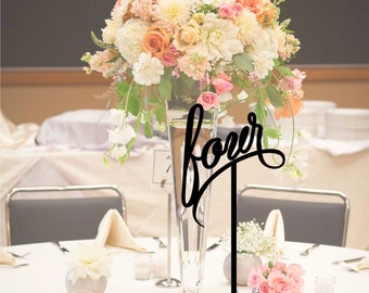 Wedding Table Numbers, Script, Hexagon, Acrylic Laser Cut