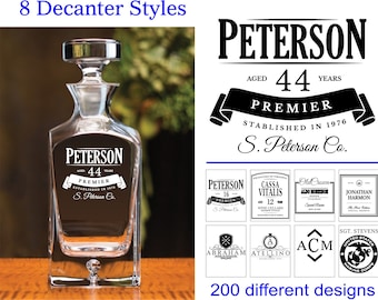 Personalized Whiskey Decanter - Engraved, Etched Glassware, Wedding, Anniversary, Housewarming, Groomsman Gift, Birthday, Father's Day