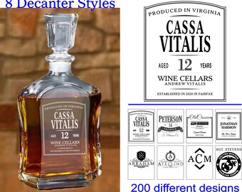 Personalized Whiskey Decanter - Engraved, Etched Glassware, Wedding, Anniversary, Housewarming, Groomsman Gift, Birthday, Father's Day