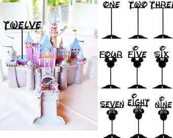 Acrylic Wedding Table Numbers, Disney, Mickey, Minnie Mouse, custom, Anniversary, Birthday, Party