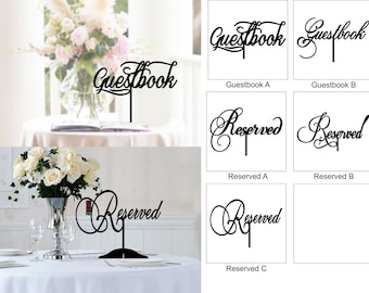 Acrylic Wedding Table Signs - Reserved, Desert Bar, Cocktails, Cards, Gifts, Guestbook, Cigar Bar, Custom Table Signs, Wood