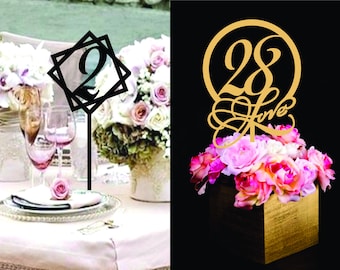 Wedding Table Numbers, Contemporary, Diamond, Love, Acrylic Laser Cut