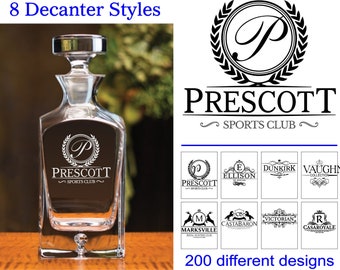 Personalized Whiskey Decanter - Engraved, Etched Glassware, Wedding, Anniversary, Housewarming, Groomsman Gift, Birthday, Father's Day