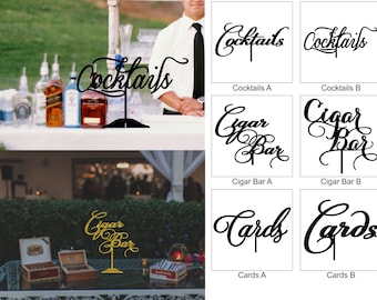 Wedding Table Signs - Reserved, Desert Bar, Cocktails, Cards, Gifts, Guestbook, Cigar Bar, Custom Table Signs, Acrylic, Wood