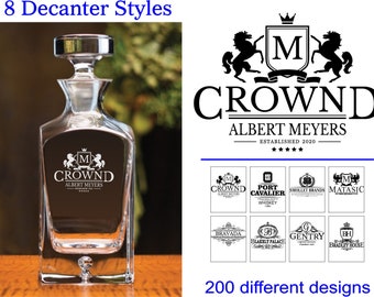 Personalized Whiskey Decanter - Engraved, Etched Glassware, Wedding, Anniversary, Housewarming, Groomsman Gift, Birthday, Father's Day