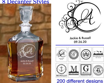 Personalized Whiskey Decanter - Engraved, Etched Glassware, Wedding, Anniversary, Housewarming, Groomsman Gift, Birthday, Father's Day