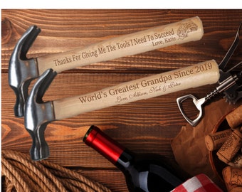 Personalized Hammer, Laser Engraved, Gift for Grandpa, Dad, Fathers Day, Engraved Hammer, Birthday, Groomsman Gift, Best Man, Housewarming