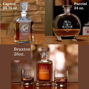 Personalized Whiskey Decanter Engraved Decanter, Etched Glassware, Wedding Gift, Anniversary Gift, Housewarming, Groomsman Gift, Birthday image 6