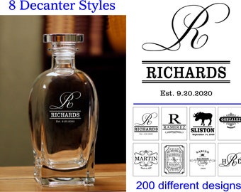 Personalized Whiskey Decanter - Engraved, Etched Glassware, Wedding, Anniversary, Housewarming, Groomsman Gift, Birthday, Father's Day