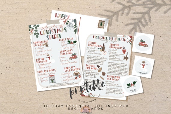 Christmas Diffuser Blends Recipe Card Holiday Essential Oil Diffuser Blend Recipes Christmas Room Spray Labels Postcard Printable