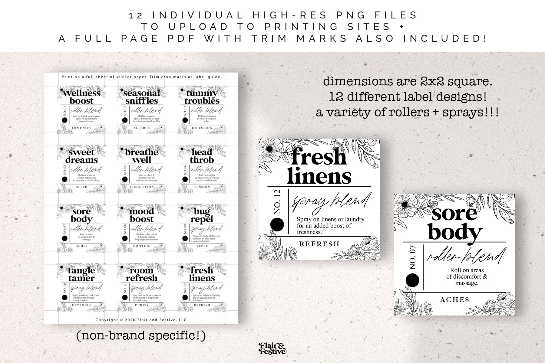 Individual “Wellness” Label for Essential Oil Roller Blend Individual “Wellness” Label for Essential Oil Roller Blend