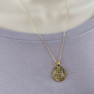 Gold Phaistos Medallion Necklace / Greek Coin Pendant / Boho Chic / Gold Roman Coin Charm / 14k Gold Filled / Greek Gold Jewelry / Gift