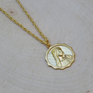 Virgin Mary Necklace | Blessed Mother Necklace | Miraculous Medal Pendant Necklace | Religious Jewelry | Layering Necklace | Gift for Her