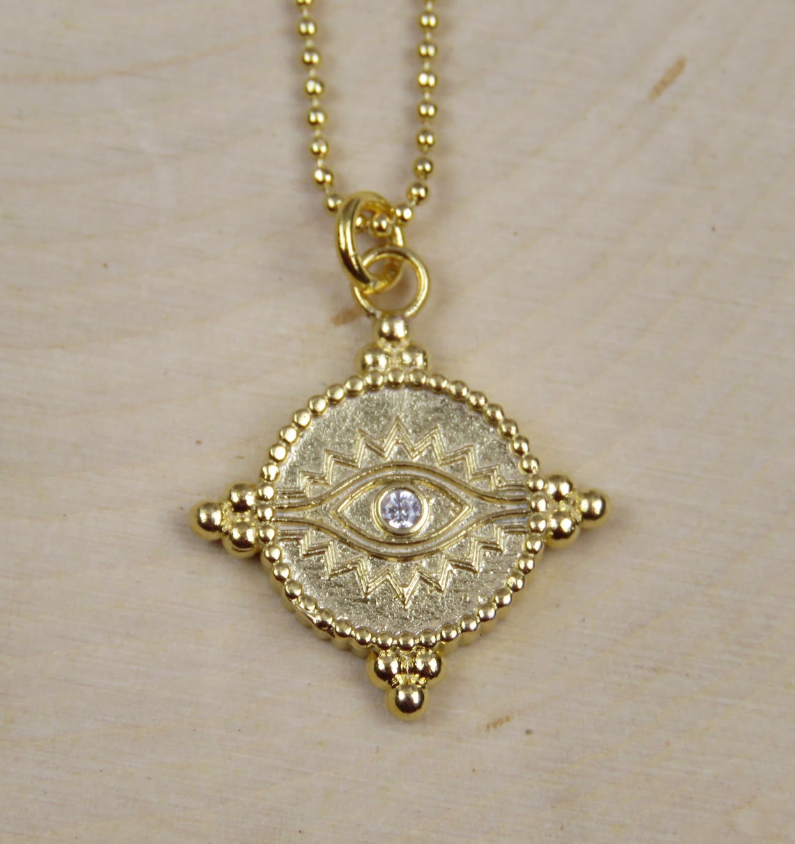 Evil Eye Necklace Greek Jewelry 14k Gold Filled Minimalist Etsy