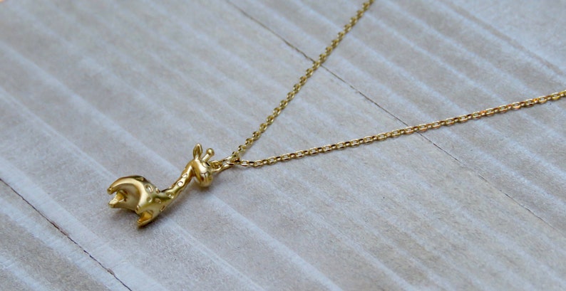 Tiny Gold African Giraffe Necklace, Giraffe Safari Jewelry 14k Gold ...